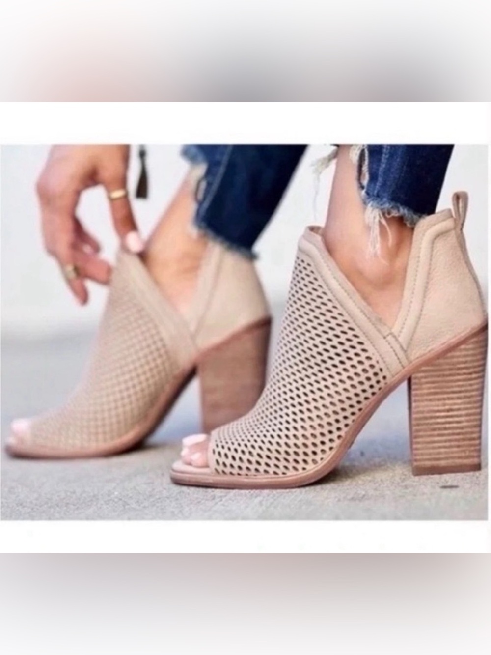 Vince Camuto Perforated Leather Open Toe Kensa Booties
